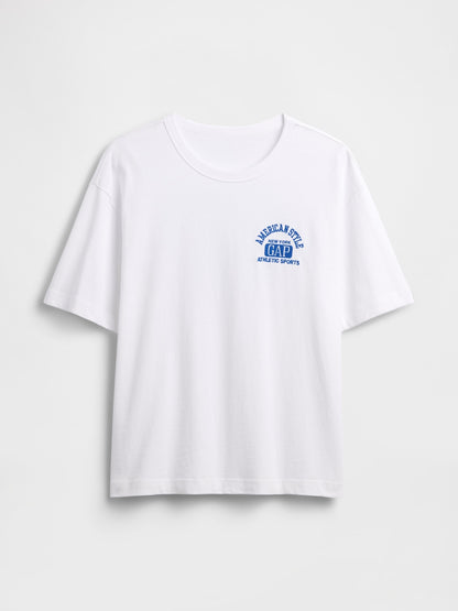 Beyaz Heavyweight Gap Logo Relaxed Crop T-shirt