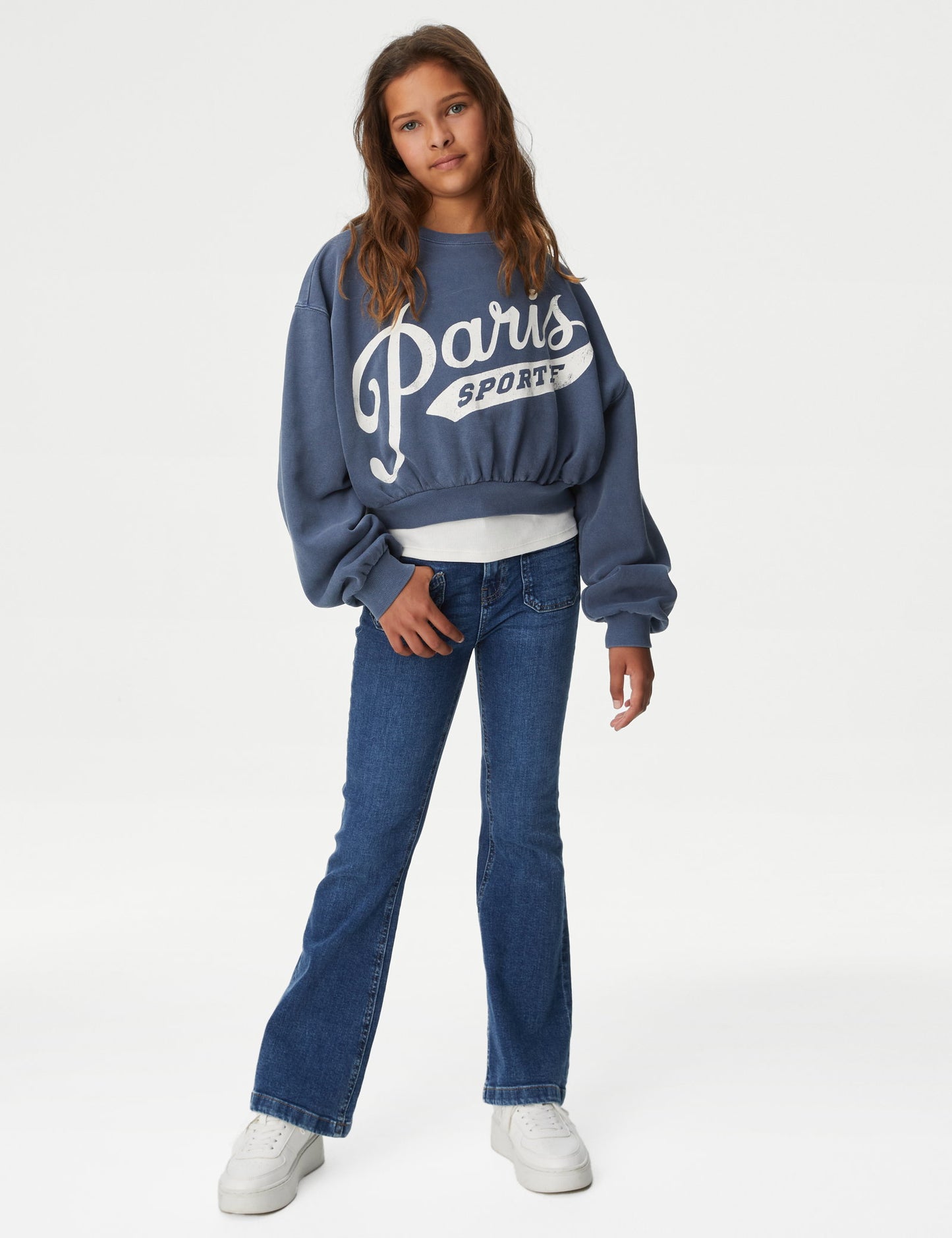Saf Pamuklu Slogan Desenli Sweatshirt