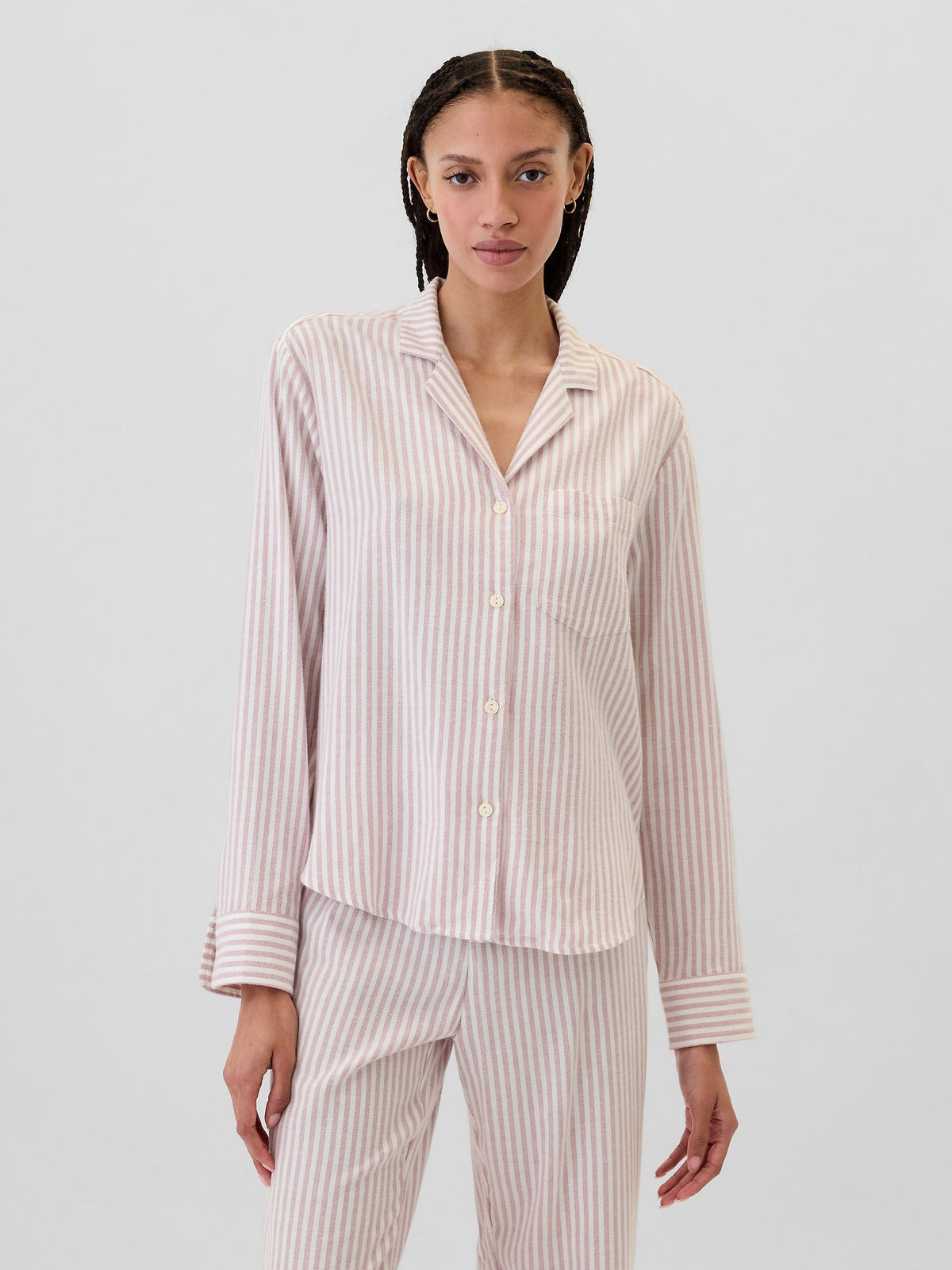 Pembe Relaxed Flannel Pijama Üstü
