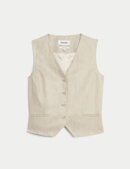 Jaeger Regular Fit Saf Keten Klasik Yelek