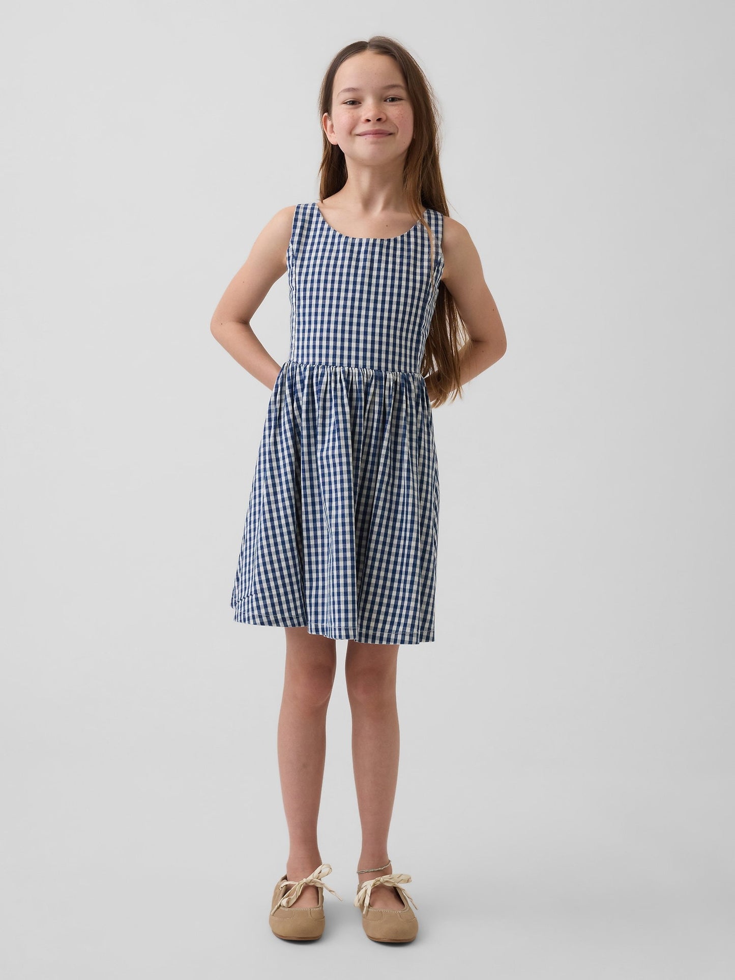 Çok Renkli Gingham Denim Elbise