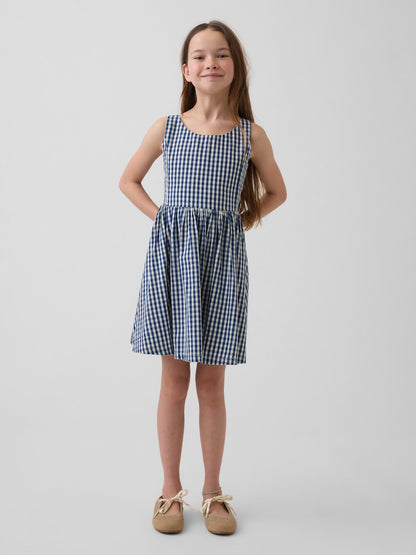 Çok Renkli Gingham Denim Elbise