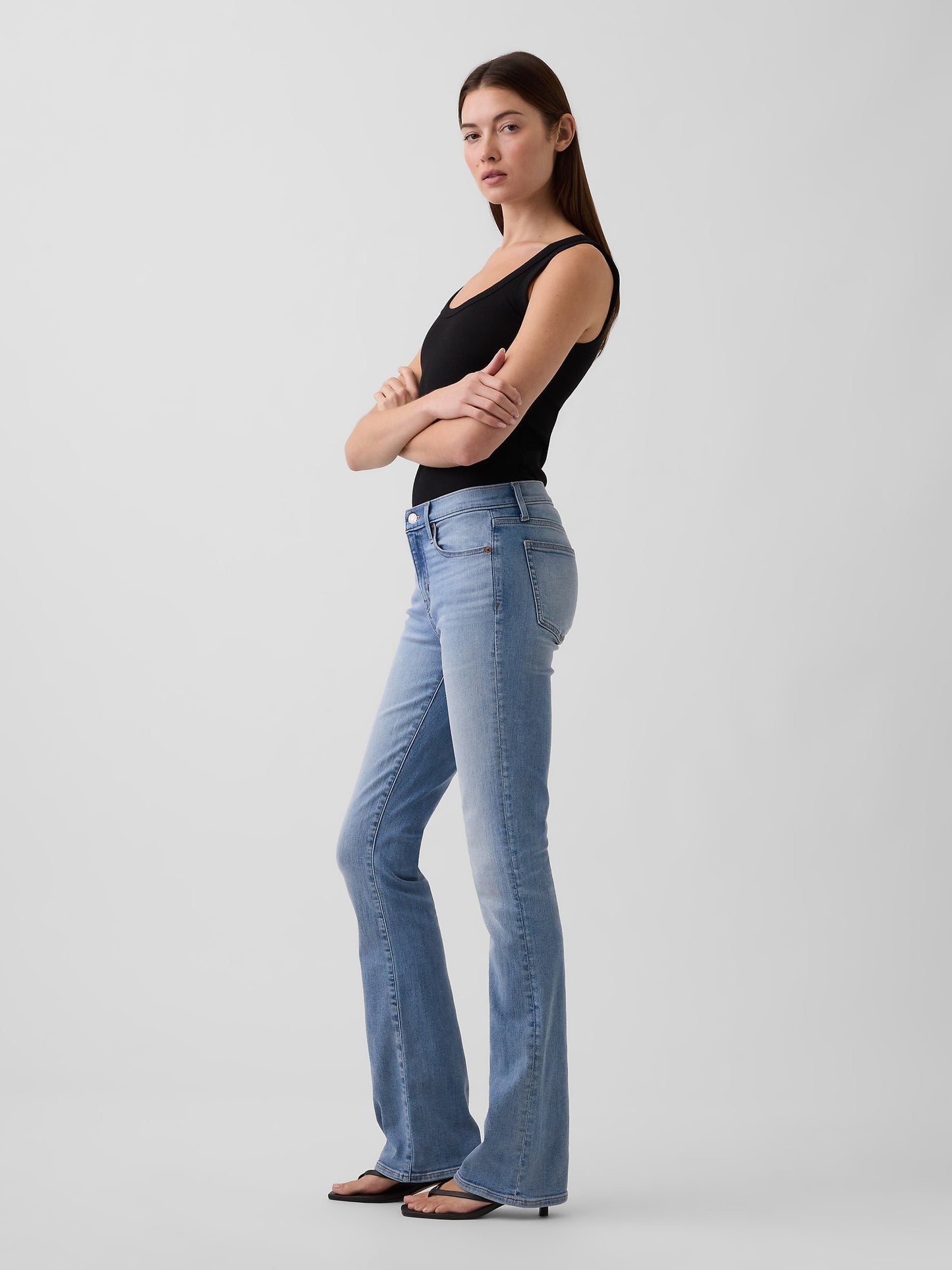 Açık Mavi Mid Rise Universal Baby Boot Jean Pantolon