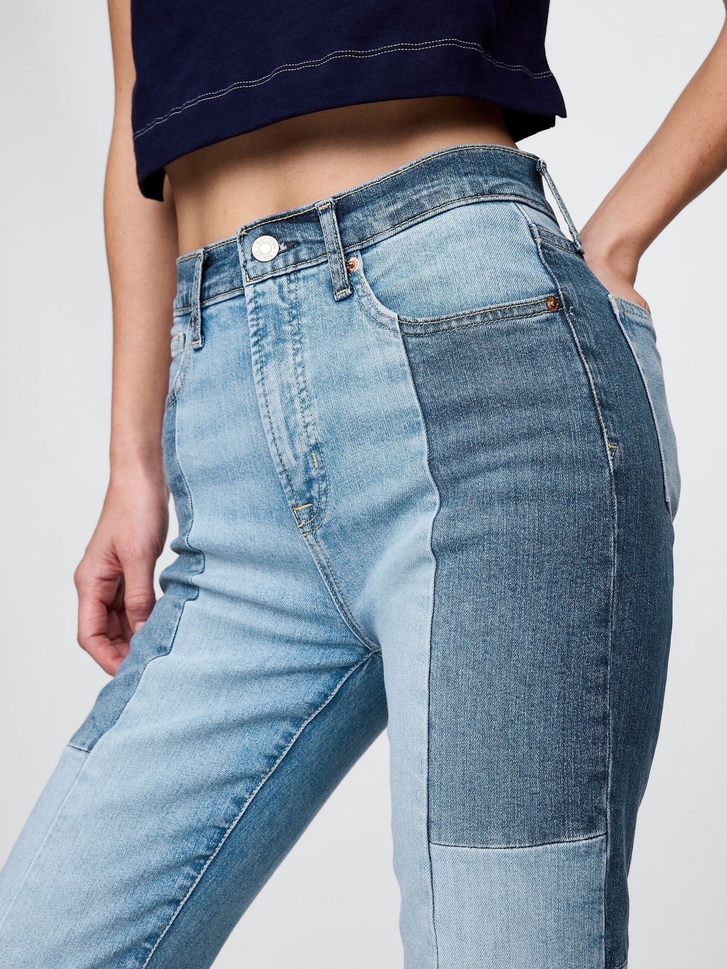 Mavi High Rise Patchwork '70s Flare Jean Pantolon