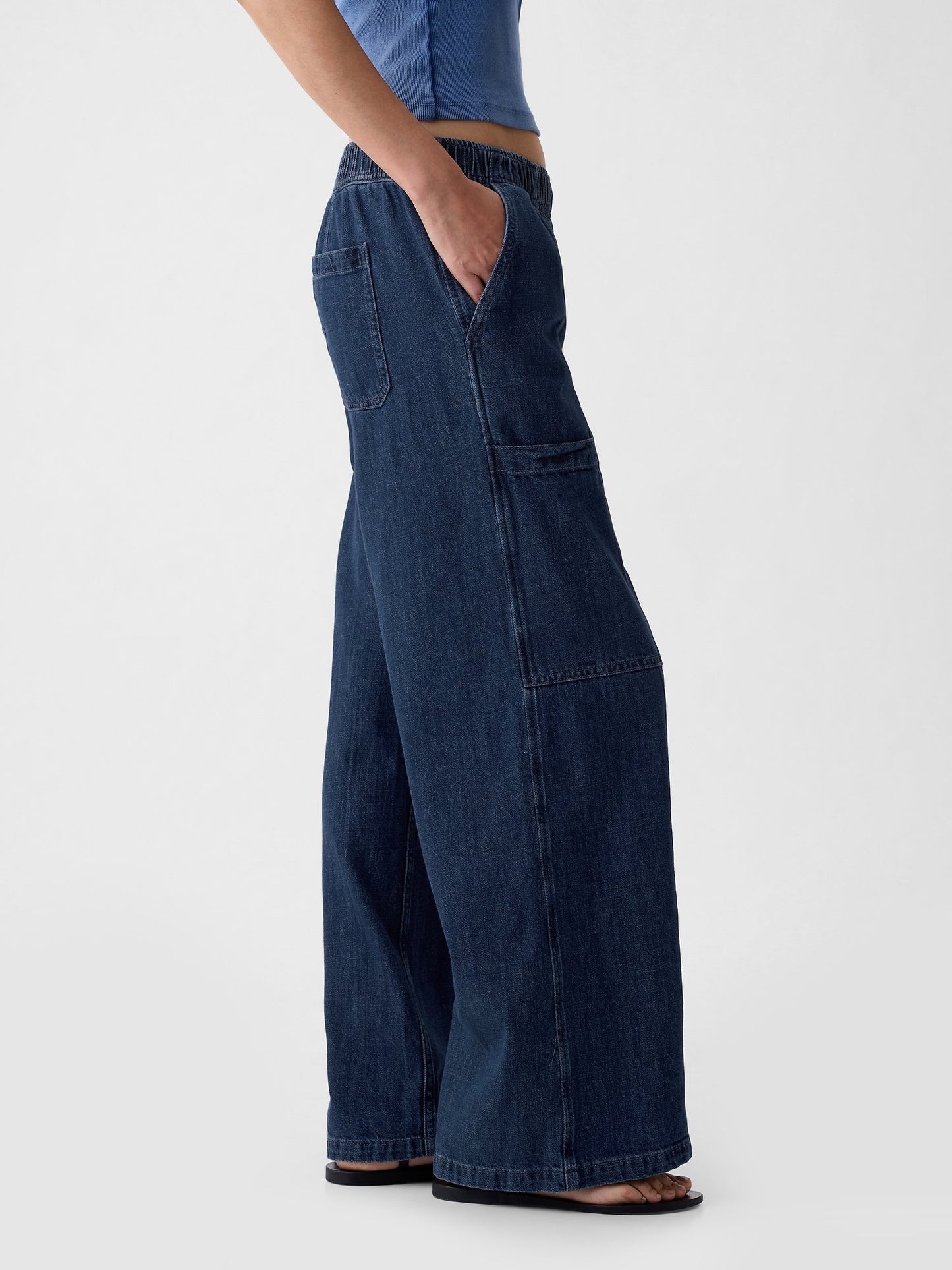 Koyu Mavi High Rise Utility Easy Jean Pantolon