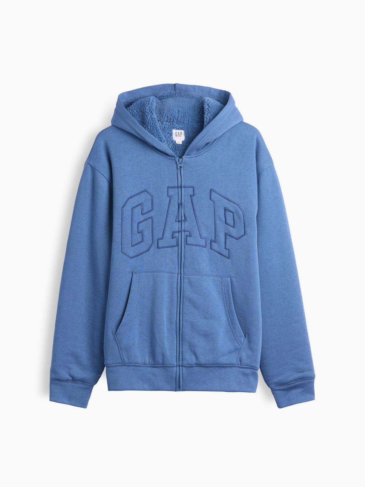 Açık Mavi Relaxed Gap Logo Sherpa Astarlı Fermuarlı Sweatshirt