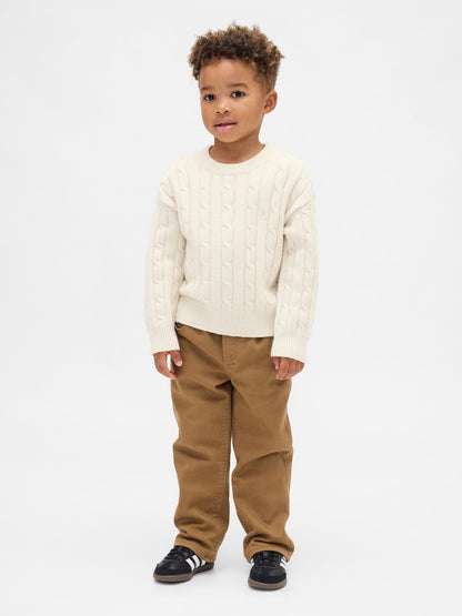 Açık Kahverengi Cozy-lined Baggy Jean Pantolon