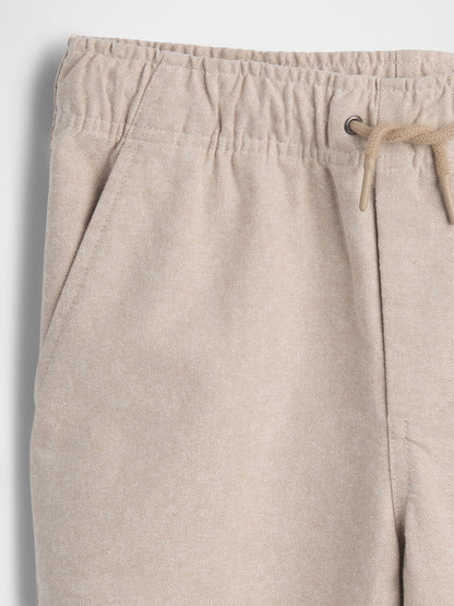 Bej Keten Karışımı Relaxed Easy Pantolon