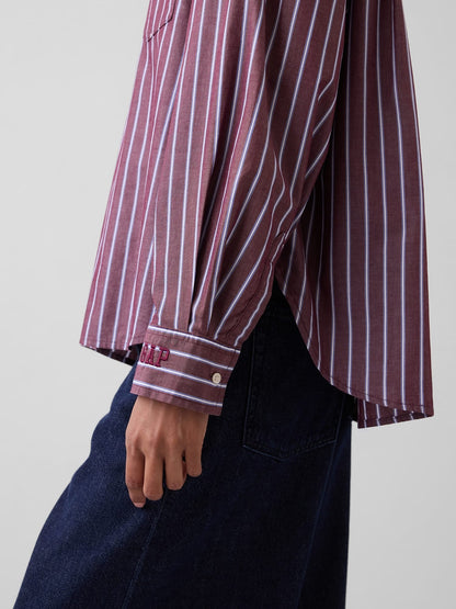 Mor Oversized Poplin Gömlek