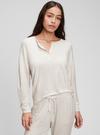 Krem Rengi Lenzing™ Super Soft Henley Pijama Üstü