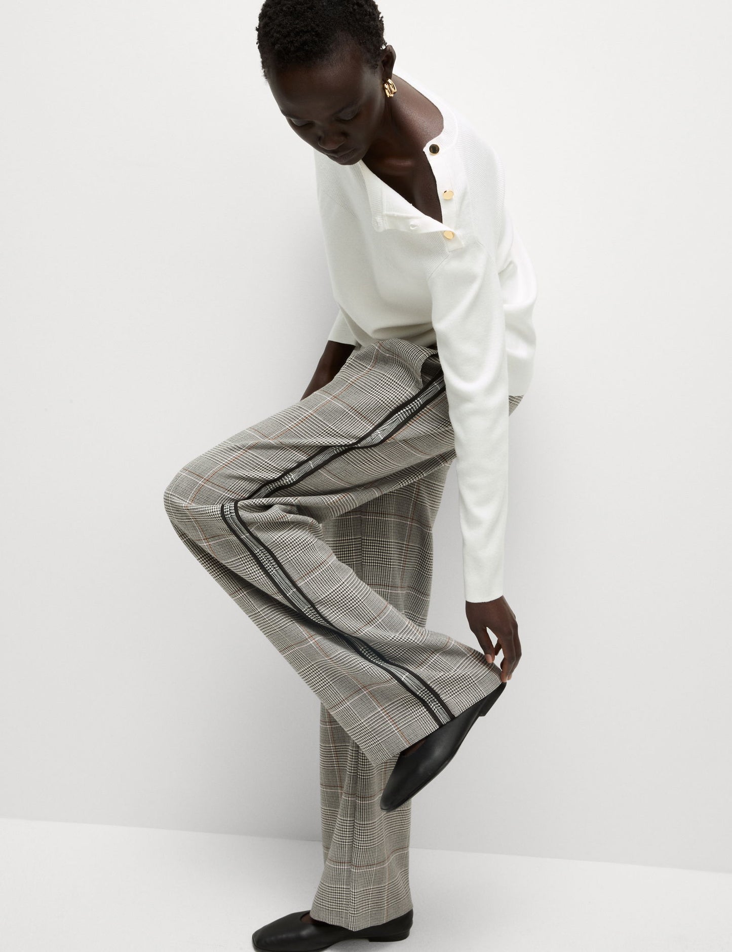 Şerit Detaylı Wide Leg Pantolon