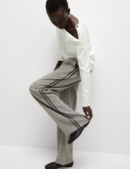 Şerit Detaylı Wide Leg Pantolon
