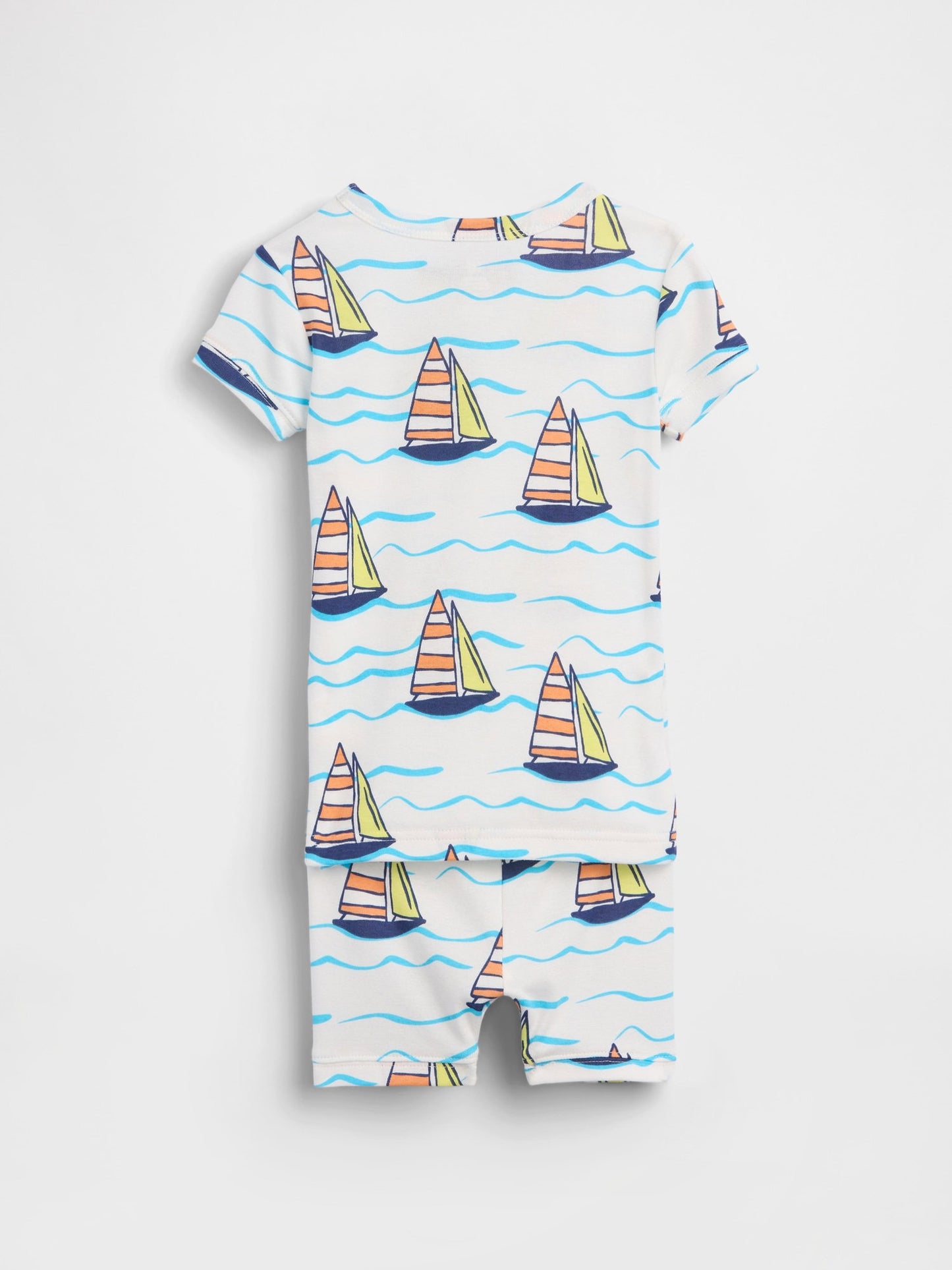 Beyaz Organik Brushed Pamuk Yelkenli Şort Pijama Takımı