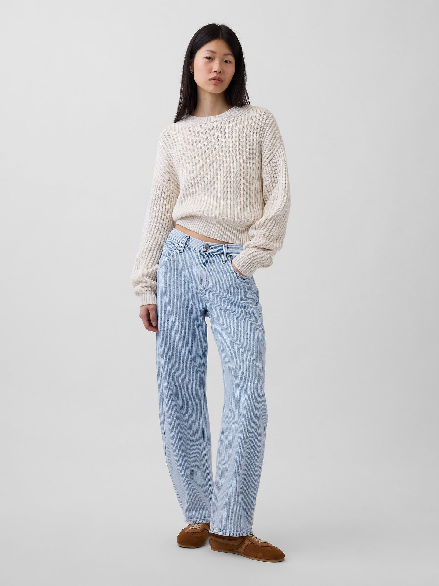 Açık Mavi Low Rise Ultrasoft Barrel Jean Pantolon