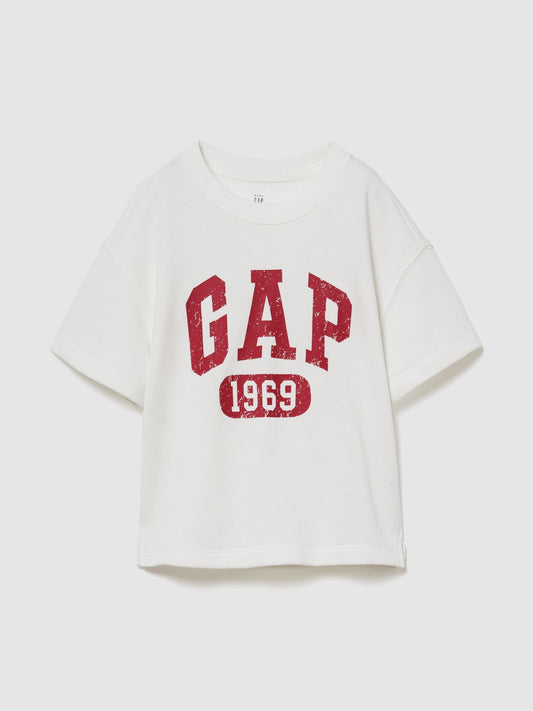 Beyaz Fransız Havlu Kumaş Gap Logo T-shirt