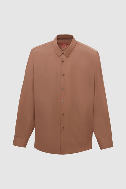 Damat Slim Fit Camel Düz Gömlek