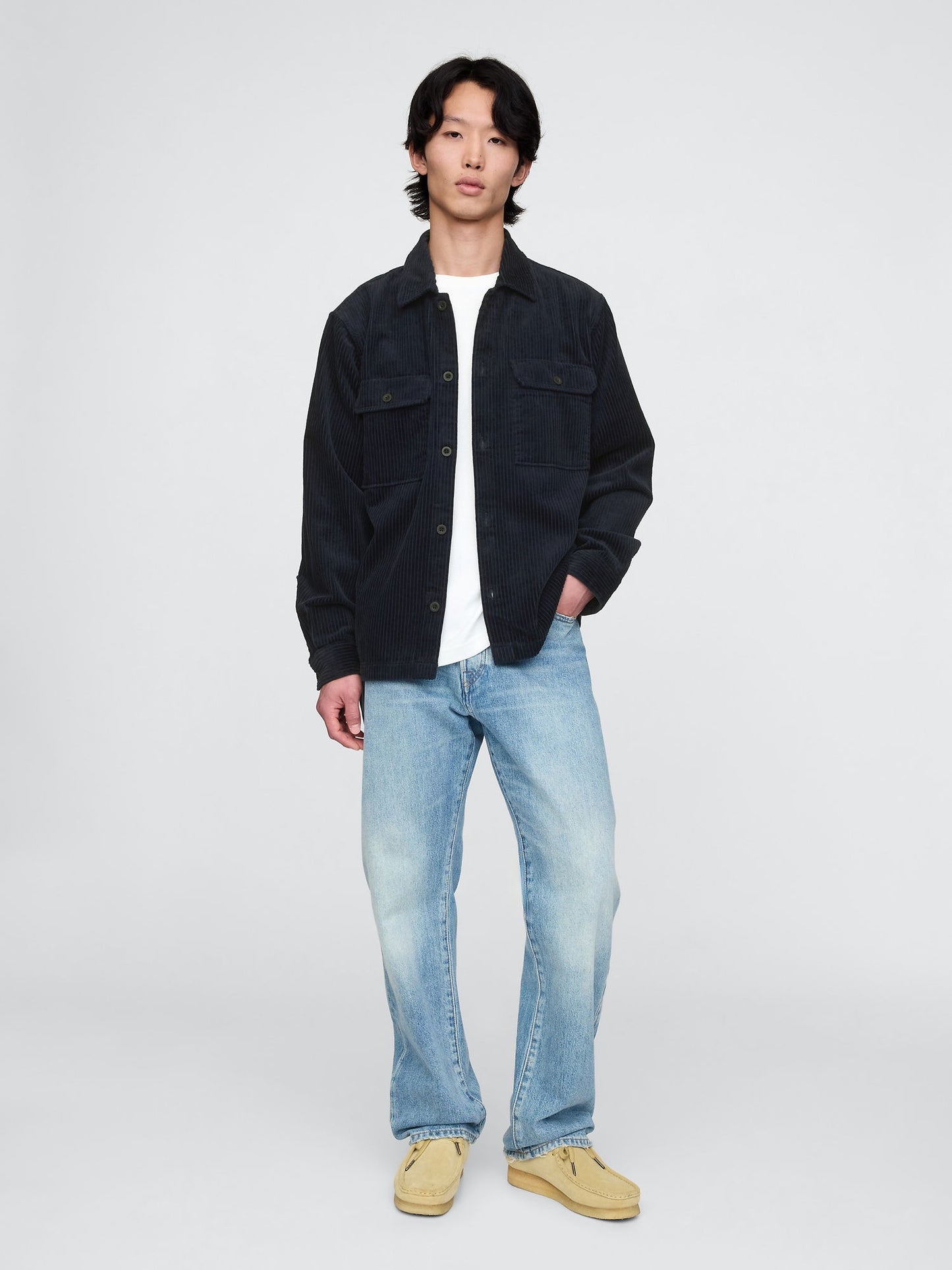 Lacivert Kordon Kumaşı Overshirt