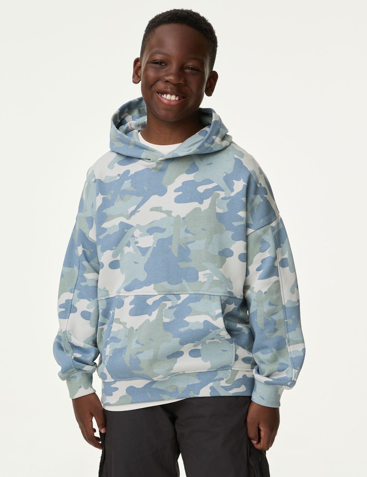 Kamuflaj Desenli Kapüşonlu Sweatshirt (6-16 Yaş)
