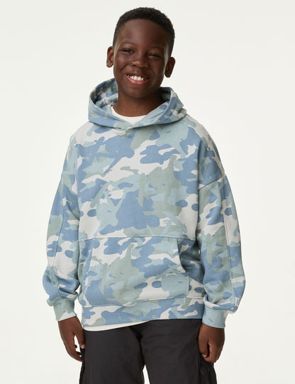 Kamuflaj Desenli Kapüşonlu Sweatshirt (6-16 Yaş)