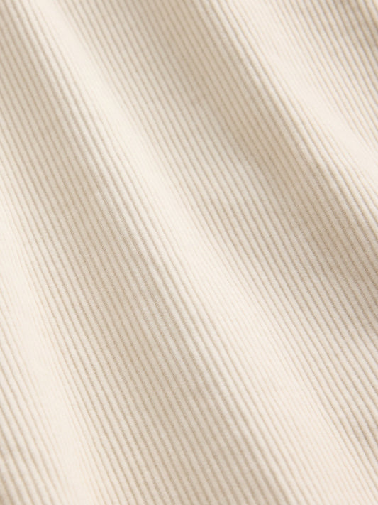 Kırık Beyaz Kordon Kumaş Relaxed Straight Pantolon