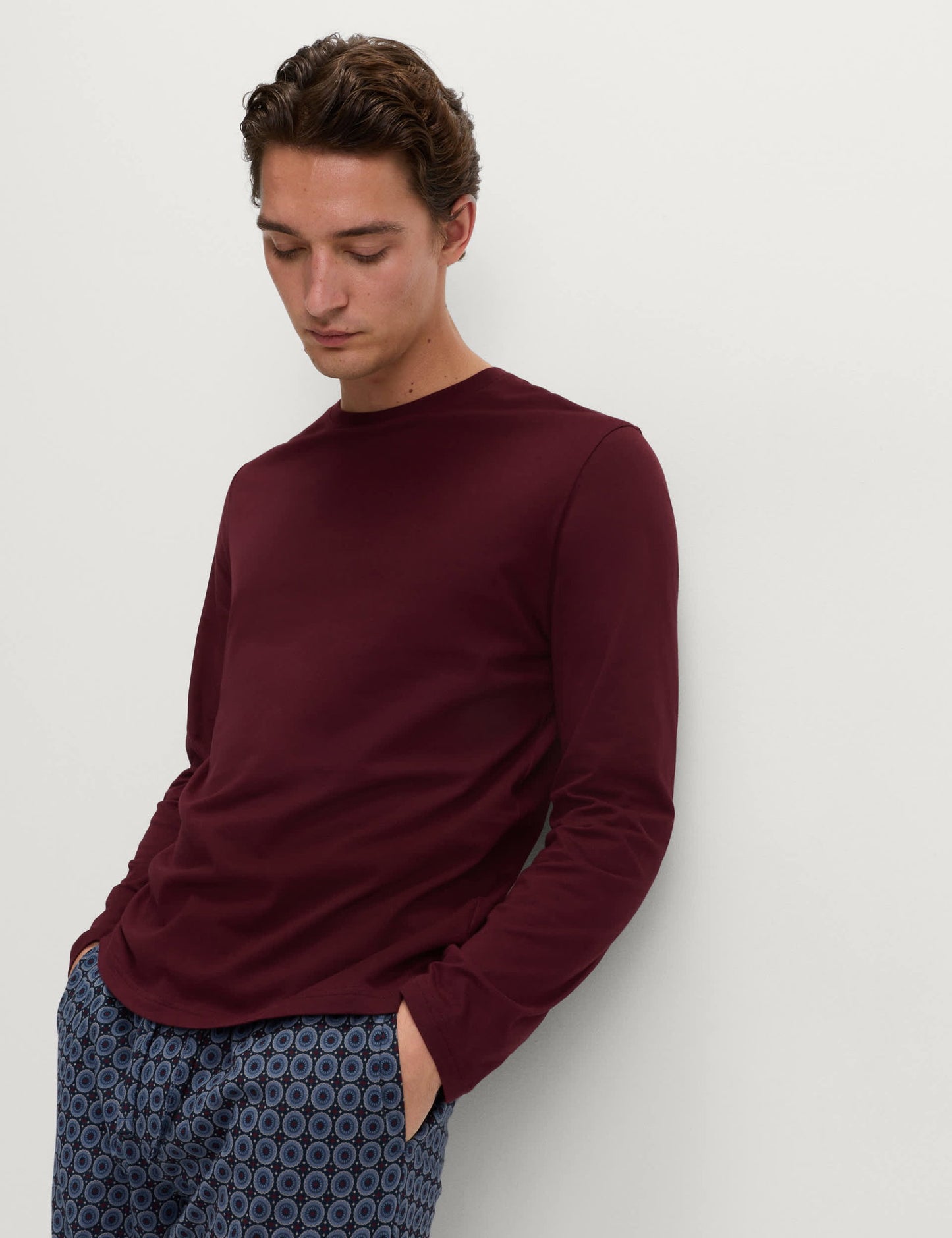 Saf Pamuklu Geometrik Desenli Pijama Takımı