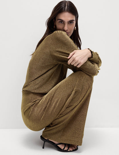 Parıltılı Wide Leg Pantolon