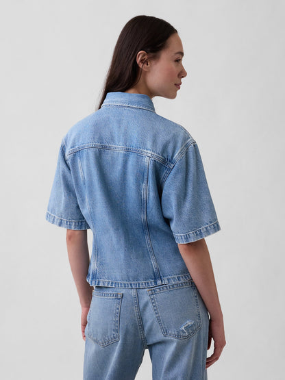 Açık Mavi Ultrasoft Denim Pocket Gömlek