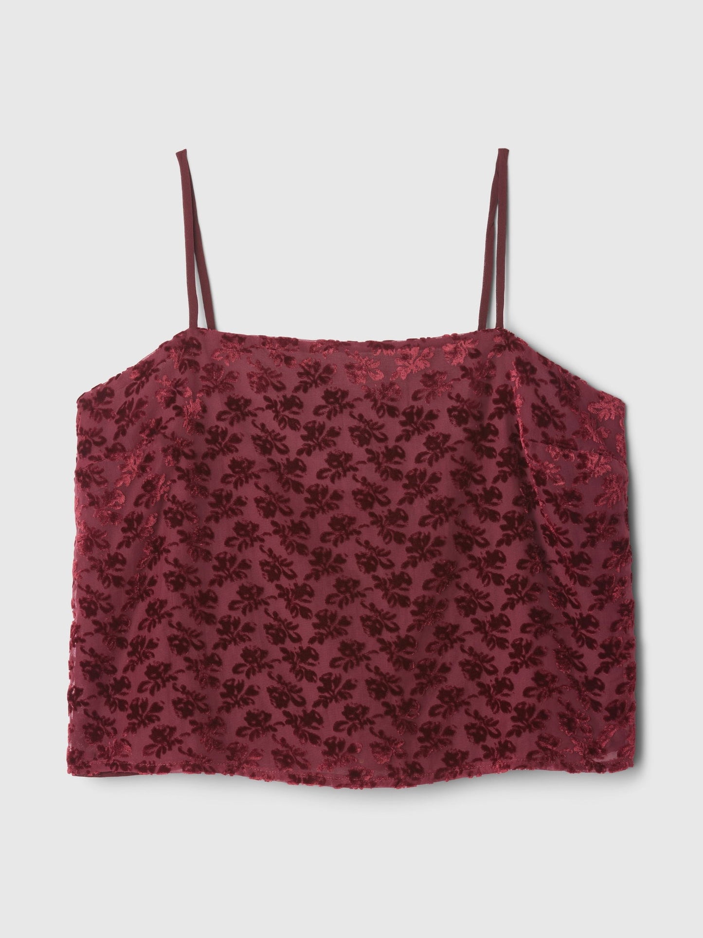 Bordo Kadife Işlemeli Crop Bluz