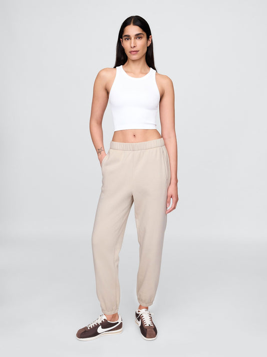 Krem High Rise Boyfriend Jogger Eşofman Altı