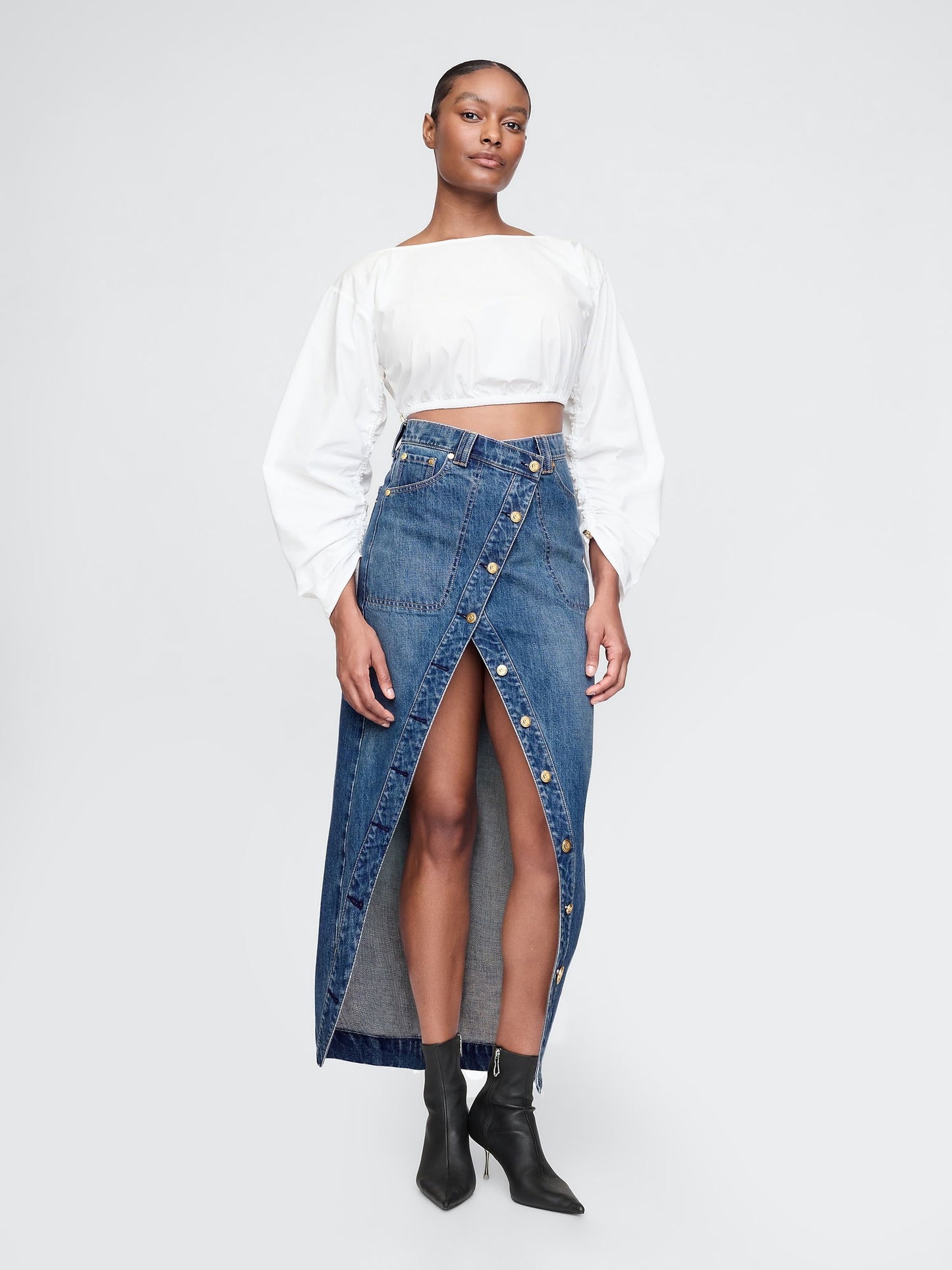 Mavi Gap × Cult Gaia Asimetrik Denim Midi Etek