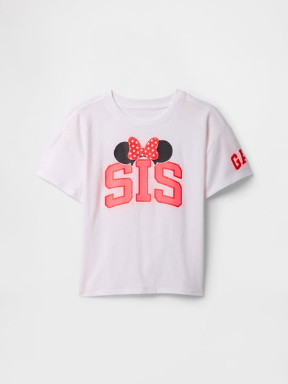 Beyaz Gap × Disney Oversized Grafik T-shirt