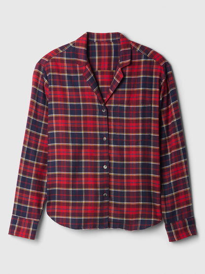 Bordo Relaxed Flannel Pijama Üstü