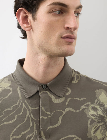 Pamuklu Çiçek Desenli Polo Yaka T-shirt