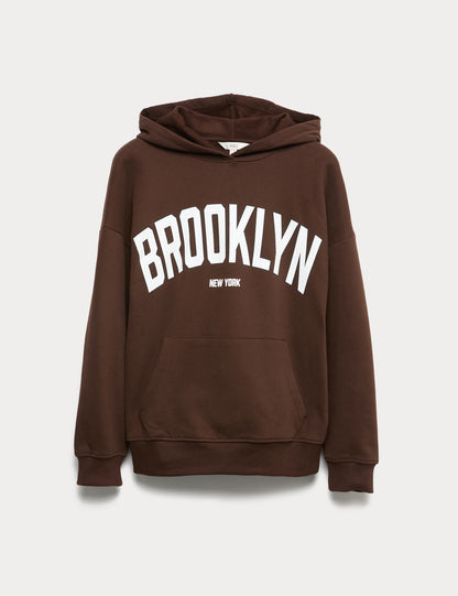 Pamuk Karışımlı Kapüşonlu Sweatshirt