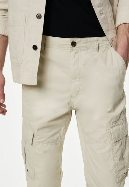 Saf Pamuklu Tapered Fit Kargo Pantolon