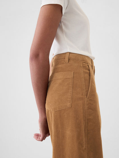 Kahverengi High Rise Kadife Tapered Ankle Pantolon