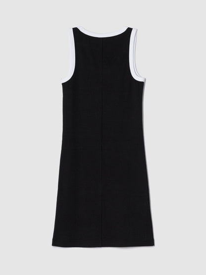 Siyah Logo Fitilli Tank Mini Elbise