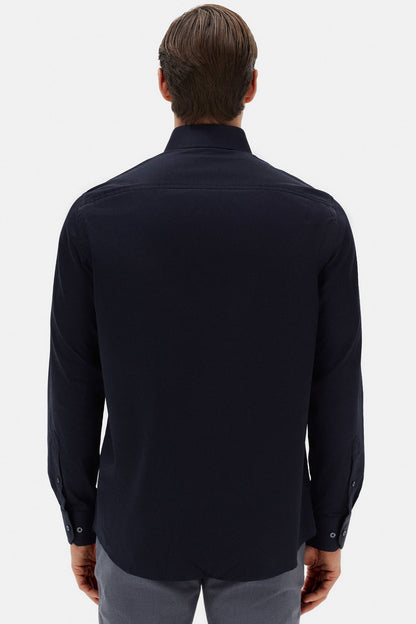 Damat Comfort Lacivert Düz %100 Pamuk Nano Care Gömlek