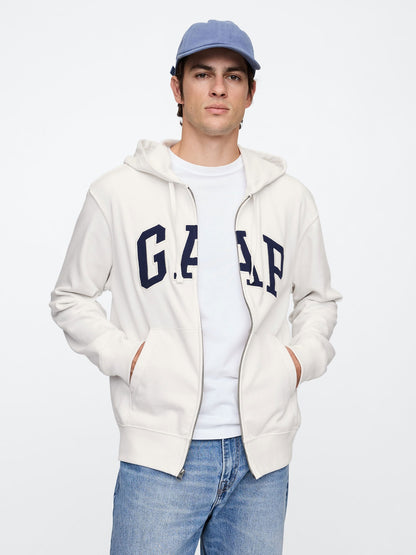 Beyaz Gap Logo Fermuarlı Fransız Havlu Kumaş Sweatshirt