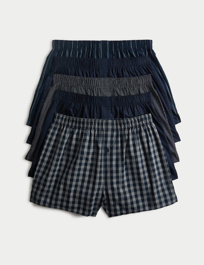 Saf Pamuklu 5'li Dokuma Boxer Seti