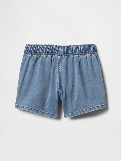 Açık Mavi High Rise Pull-on Eşofman Altı Jean Şort