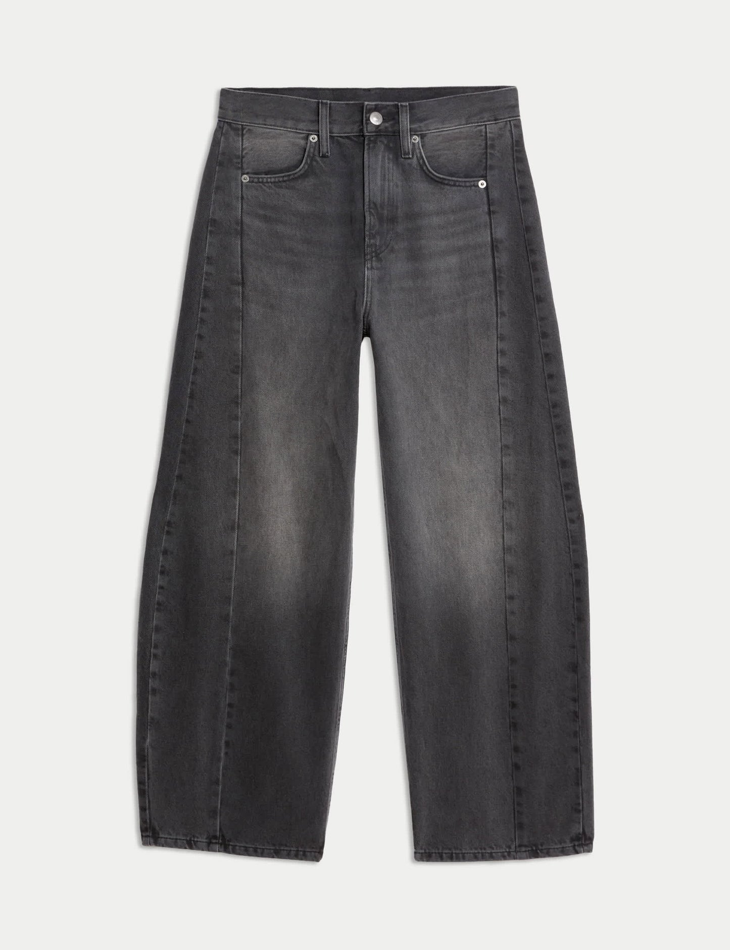 Saf Pamuklu Barrel Leg Jean Pantolon