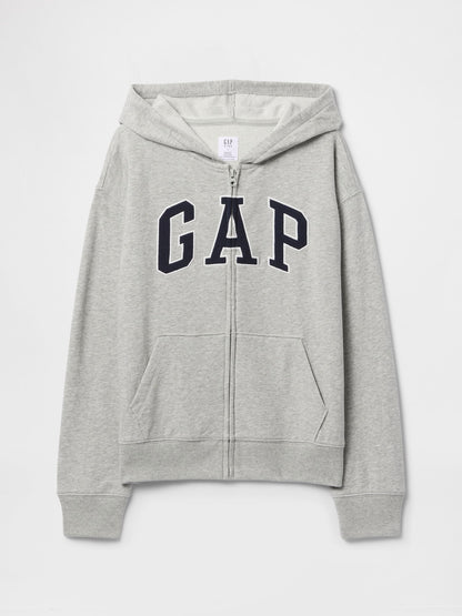 Gri Gap Logo Relaxed Fermuarlı Sweatshirt