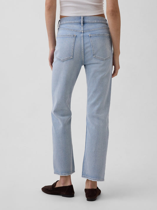 Açık Mavi High Rise ’90s Slim Straight Crop Jean Pantolon