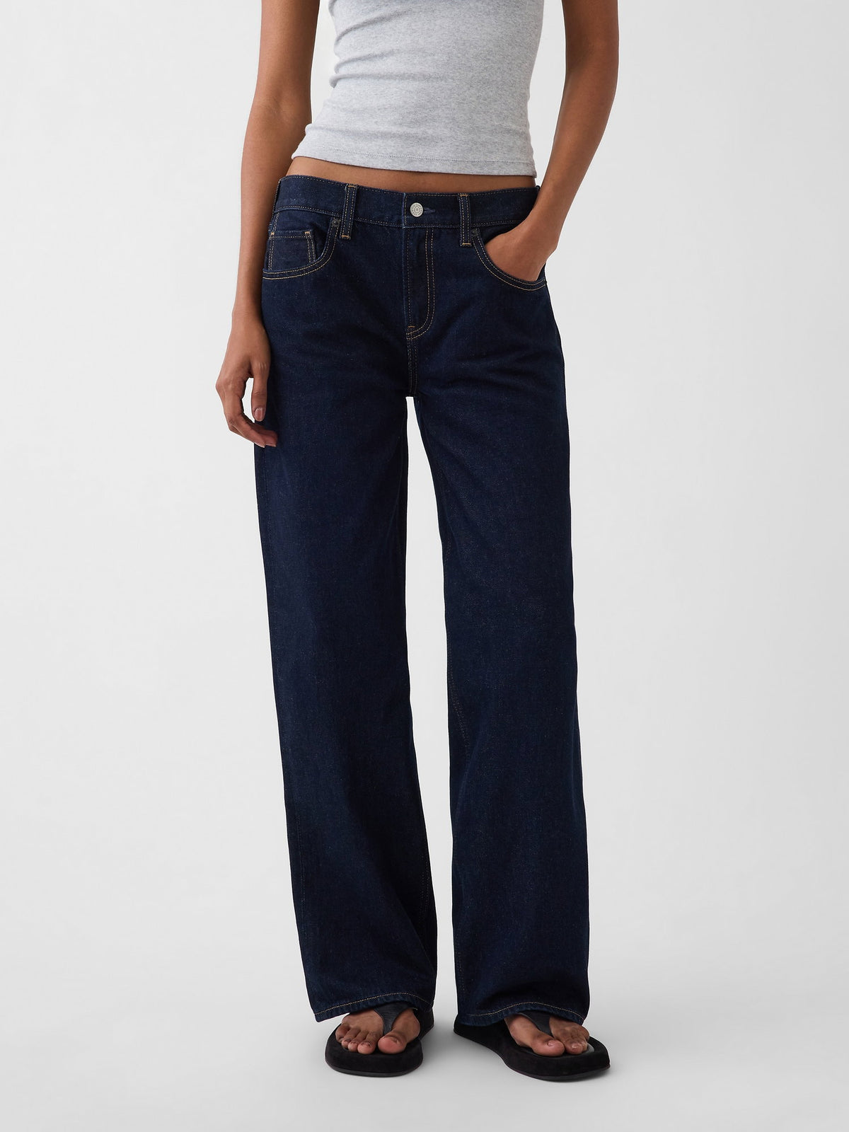 Koyu Mavi The Hailey Low Rise Loose Jean Pantolon