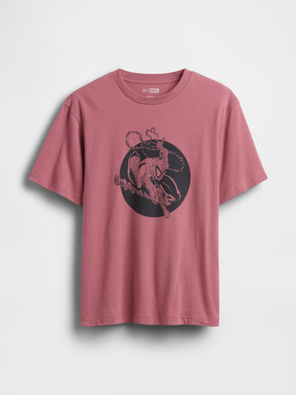 Açık Kırmızı Marvel Everyday Soft Relaxed Grafik Baskılı T-shirt