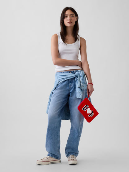 Kırmızı Kalp Baskılı Pouch