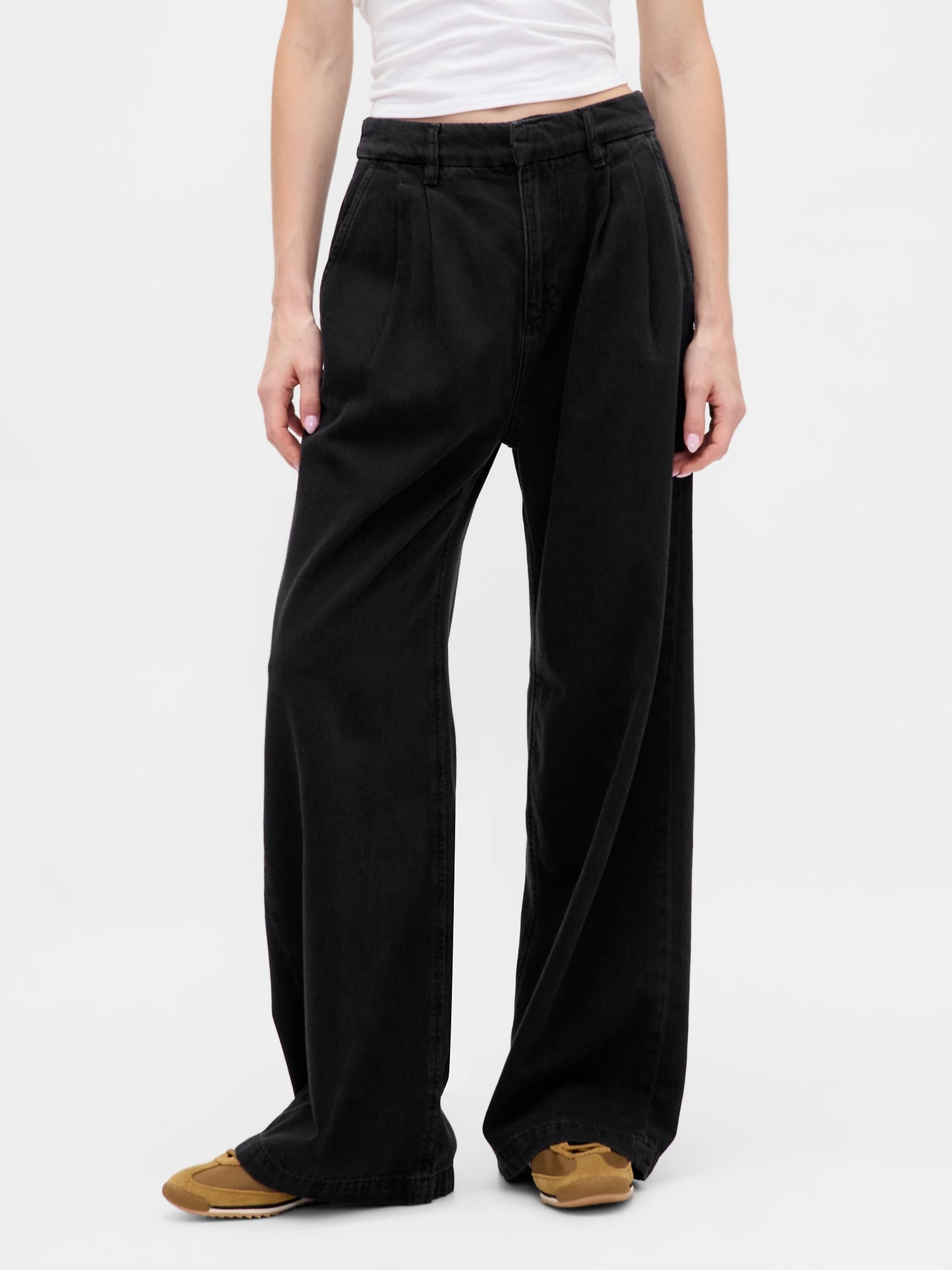 Siyah 365 Yüksek Bel Ultrasoft Pileli Denim Pantolon