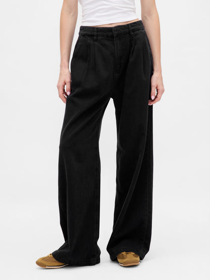 Siyah 365 Yüksek Bel Ultrasoft Pileli Denim Pantolon