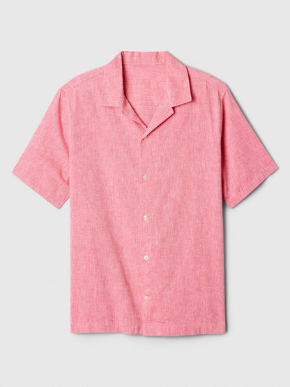 Pembe Standart Fit Çiçek Desenli Vacay Gömlek